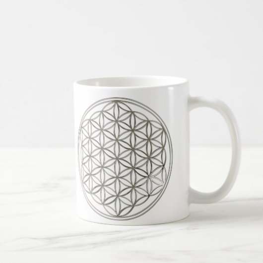 Blume des Lebens / Flower Of Life | silver 2x Koffiemok (Rechts)