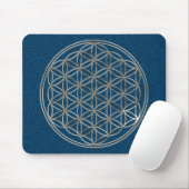 Blume des Lebens / Flower Of Life | silver blue Muismat (Met muis)