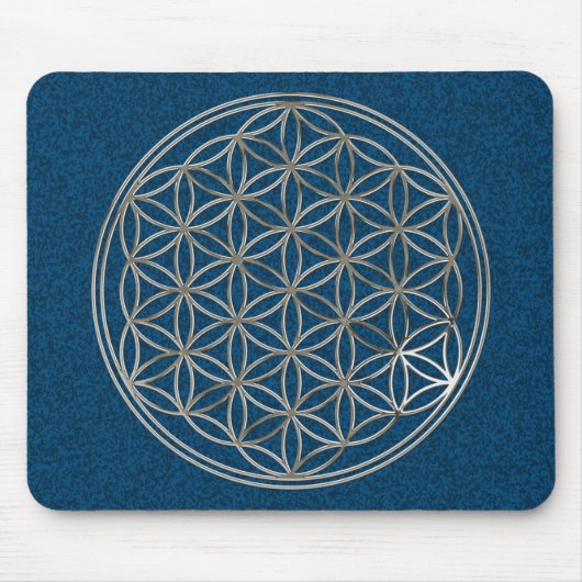 Blume des Lebens / Flower Of Life | silver blue Muismat (Voorkant)