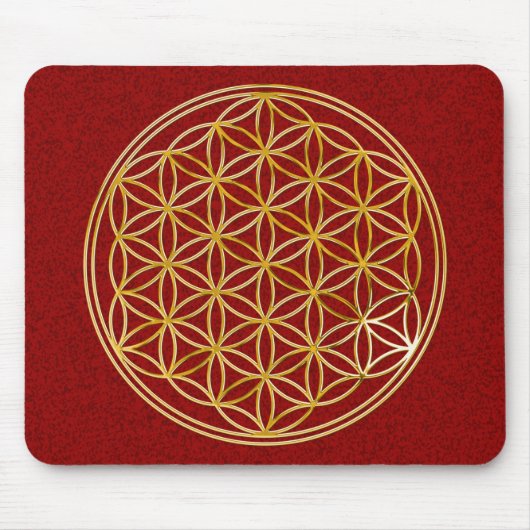 Blume des Lebens / gold big darkred splatter BG Muismat (Voorkant)