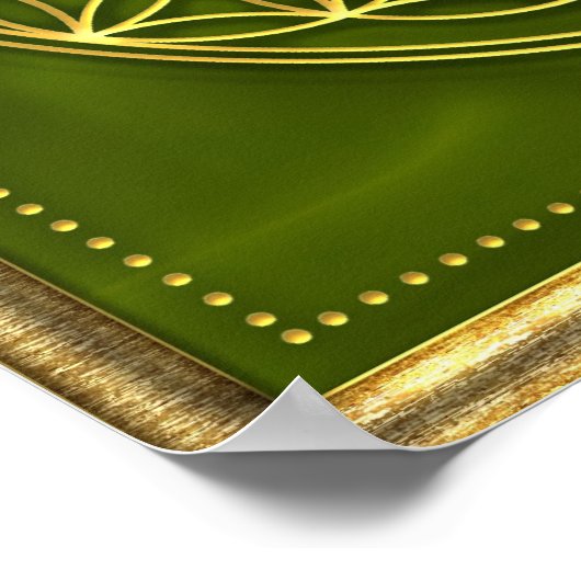 Blume des Lebens - grün - gold Poster (Hoek)