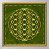 Blume des Lebens - grün - gold Poster (Voorkant)