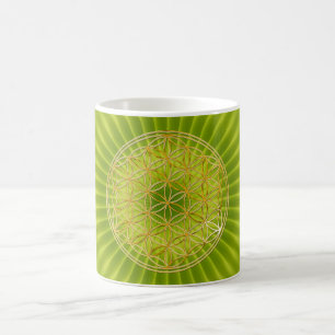 Blume des Lebens   klein groen radiaal BG Koffiemok