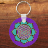 Blume des Lebens Lotus - türkis / paars Sleutelhanger (Voorkant)