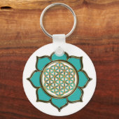 Blume des Lebens Lotus - türkis / transparant Sleutelhanger (Voorkant)