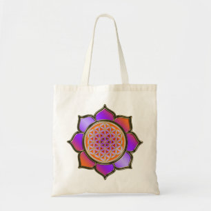 Blume des Lebens Lotus - violet sinaasappel Tote Bag