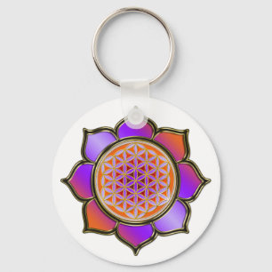 Blume des lebens Lotus - violet sinaasappel / tran Sleutelhanger