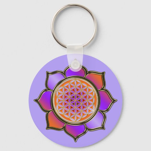 Blume des lebens Lotus - violet sinaasappel / viol Sleutelhanger (Voorkant)