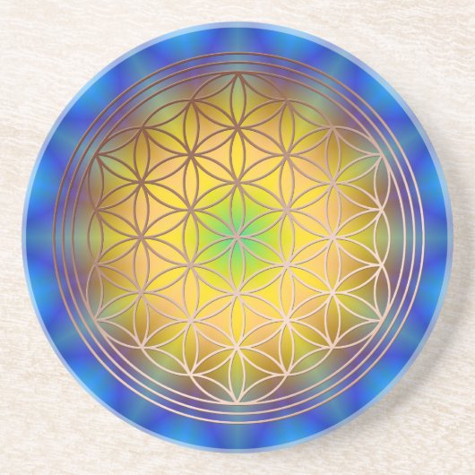 Blume des Lebens Motiv 10 Zandsteen Onderzetter (Voorkant)