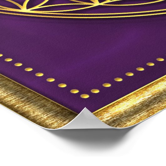 Blume des lebens - violet / goud poster (Hoek)