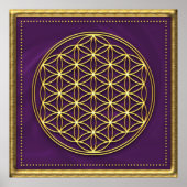 Blume des lebens - violet / goud poster (Voorkant)