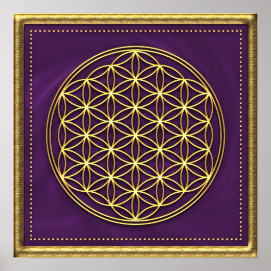 Blume des lebens - violet / goud poster (Voorkant)