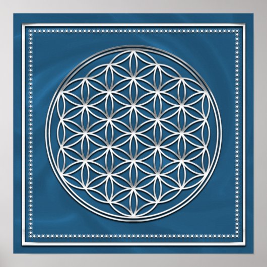 Blume des lebens - Vloer van het leven - Silber Poster (Voorkant)