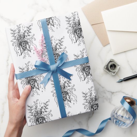 Blume Tangle Art, gezeichnet - Cadeaupapier (Geschenken)