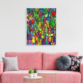 Blumen-Baum im Häusermeer. Canvas Afdruk (Insitu (Woonkamer))