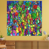 Blumen-Baum im Häusermeer. Canvas Afdruk (Insitu (Woonkamer))