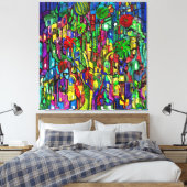 Blumen-Baum im Häusermeer. Canvas Afdruk (Insitu (Slaapkamer))