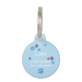 Blumen blau lila | hellblau Haustiermarke Huisdierpenning (Achterkant)