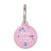 Blumen blau lila | rosa Hundemarke  Huisdierpenning (Achterkant)