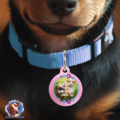 Blumen blau lila | rosa Hundemarke  Huisdierpenning