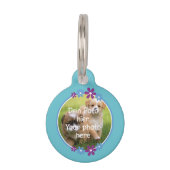 Blumen blau lila | türkis Hundemarke  Huisdierpenning (Voorkant)