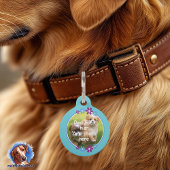 Blumen blau lila | türkis Hundemarke  Huisdierpenning