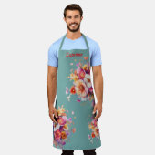 Blumen, Bouquet aqua, bunt  Schort (Gedragen)