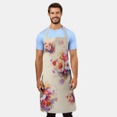 Blumen, bunt, Beige, bouquet, Name oder Monogramm Schort (Gedragen)