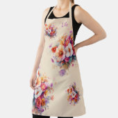 Blumen, bunt, Beige, bouquet, Name oder Monogramm Schort (Insitu)