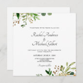 Blumen Grün Gold Einladung Feestdagenkaart (Voorkant / Achterkant)
