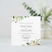Blumen Grün Gold Einladung Feestdagenkaart (Staand voorkant)