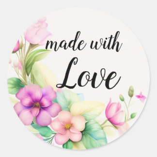 Blumen Halbkranz Aquarellzeichnung Ronde Sticker