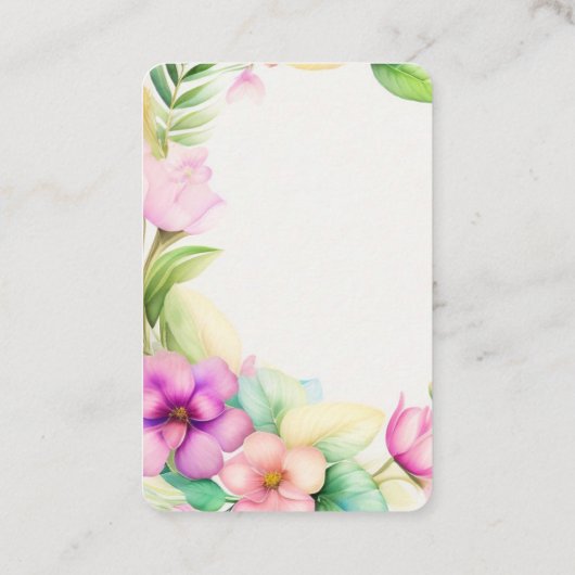 Blumen Halbkranz Aquarellzeichnung Visitekaartje (Achterkant)