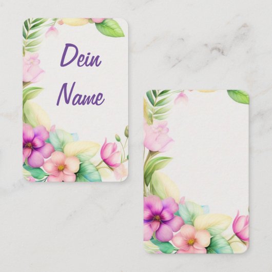 Blumen Halbkranz Aquarellzeichnung Visitekaartje (Voorkant / Achterkant)