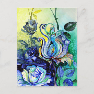 Blumen Rosen Phantasie Aquarellmalerei Briefkaart