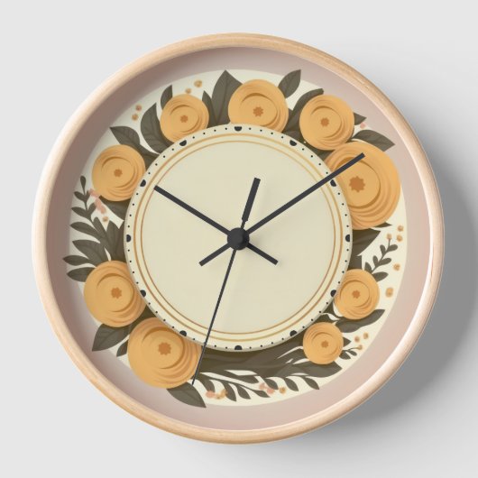 Blumen Wanduhr im Retro Design (Voorkant)