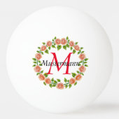 Blumenkranz Name Monogramm Tischtennisball Pingpongbal (Voorkant)