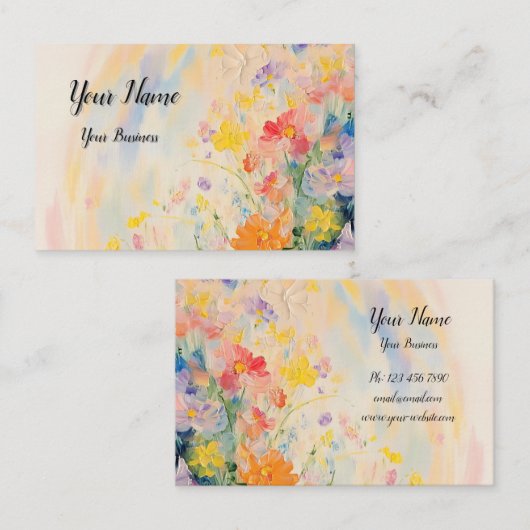 Blumenmotiv in Ölfarben Visitekaartje (Voorkant / Achterkant)