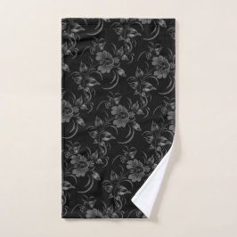 Blumenmuster auf schwarzem Hintergrund Handdoek