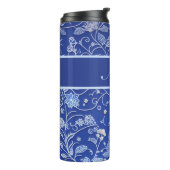 Blumenmuster blau, hellblau thermosbeker (Gedraaid links)