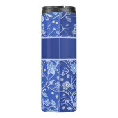 Blumenmuster blau, hellblau thermosbeker (Achterkant)