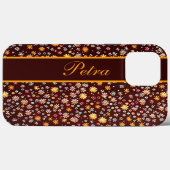 Blumenmuster braun orange Case-Mate iPhone case (Achterkant (horizontaal))
