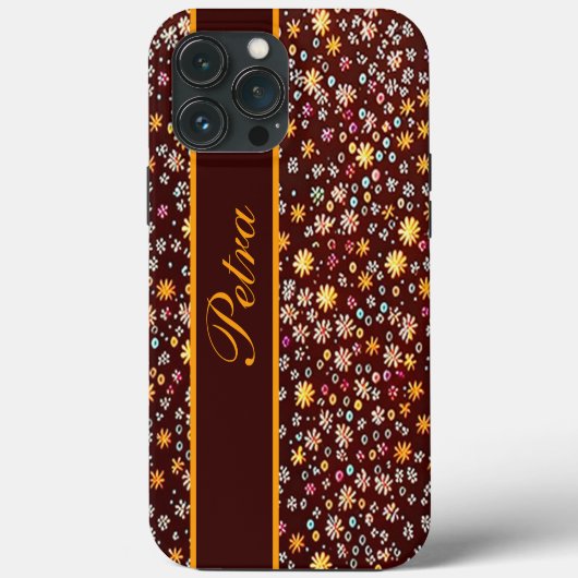 Blumenmuster braun orange Case-Mate iPhone case (Achterkant)