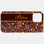 Blumenmuster braun orange Case-Mate iPhone case (Achterkant (horizontaal))