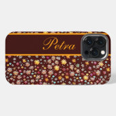 Blumenmuster braun orange iPhone hoesje (Achterkant horizontaal)
