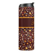 Blumenmuster braun orange thermosbeker (Gedraaid links)