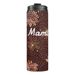 Blumenmuster braun thermosbeker