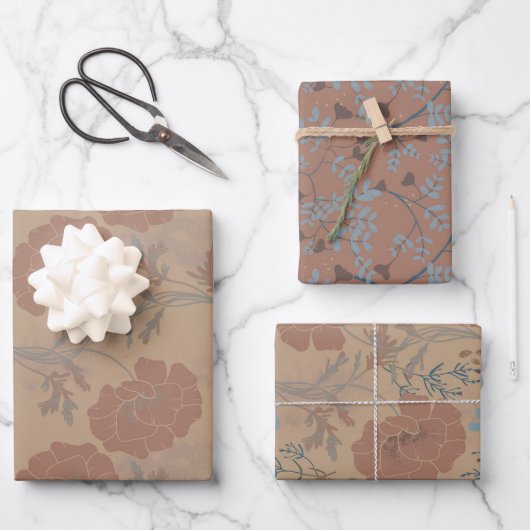 Blumenmuster, Mocha mousse Farbe Inpakpapier Vel (Voorkant)