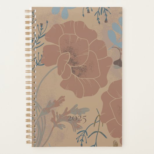 Blumenmuster, Mocha mousse Farbe. Planner (Voorkant)