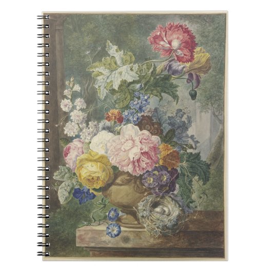 Blumenstrauß in einer vaas mit vogelnest notitieboek (Voorkant)